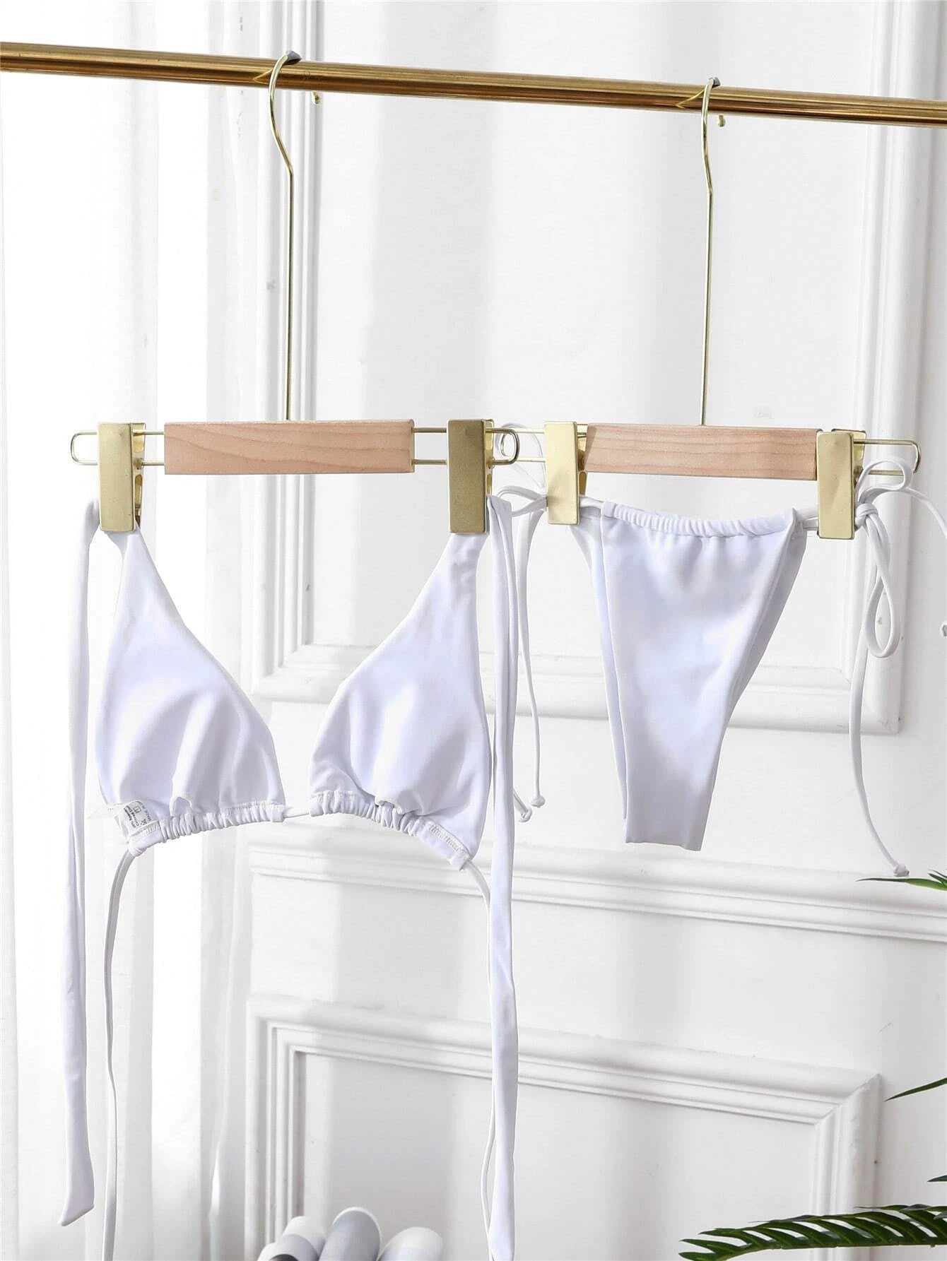 Plain Tie Side Bikini Swimsuit