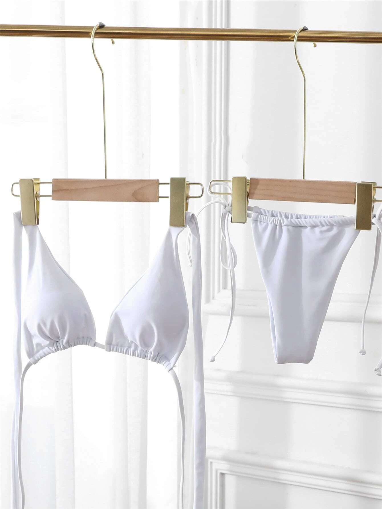 Plain Tie Side Bikini Swimsuit
