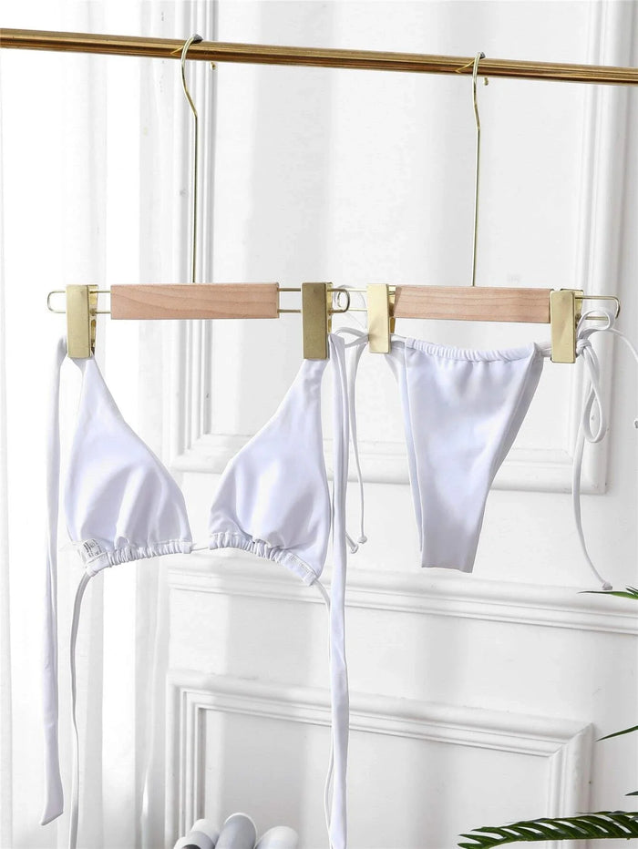 Plain Tie Side Bikini Swimsuit
