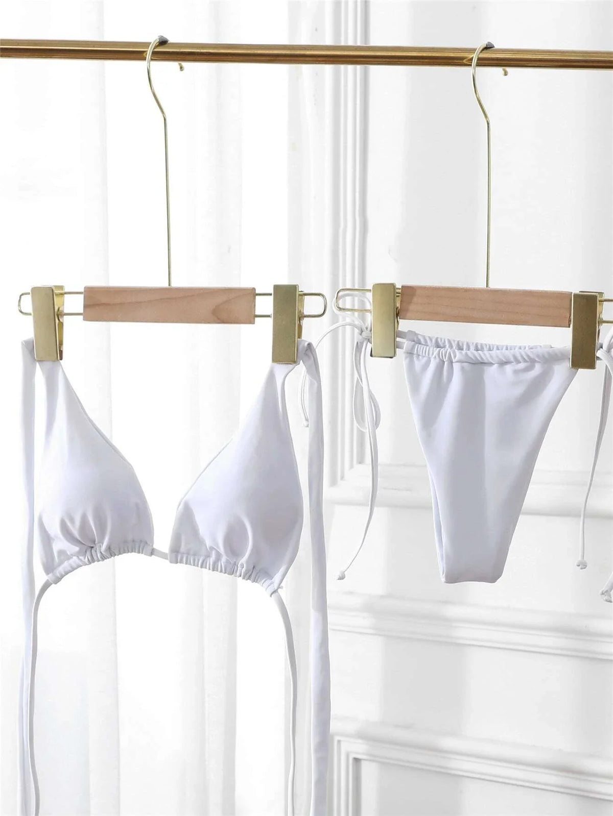 Plain Tie Side Bikini Swimsuit