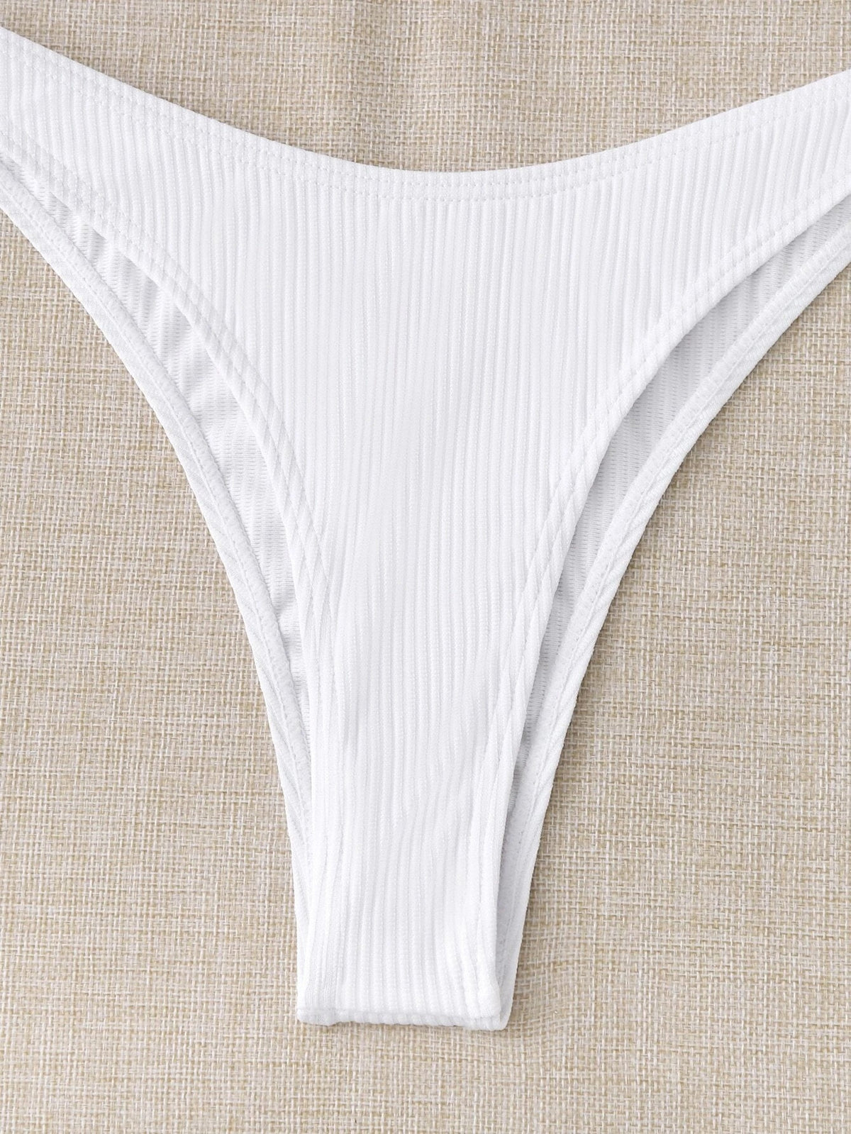 Rib Tie Front Bandeau Bikini