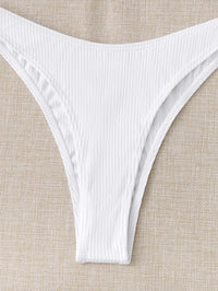 Rib Tie Front Bandeau Bikini