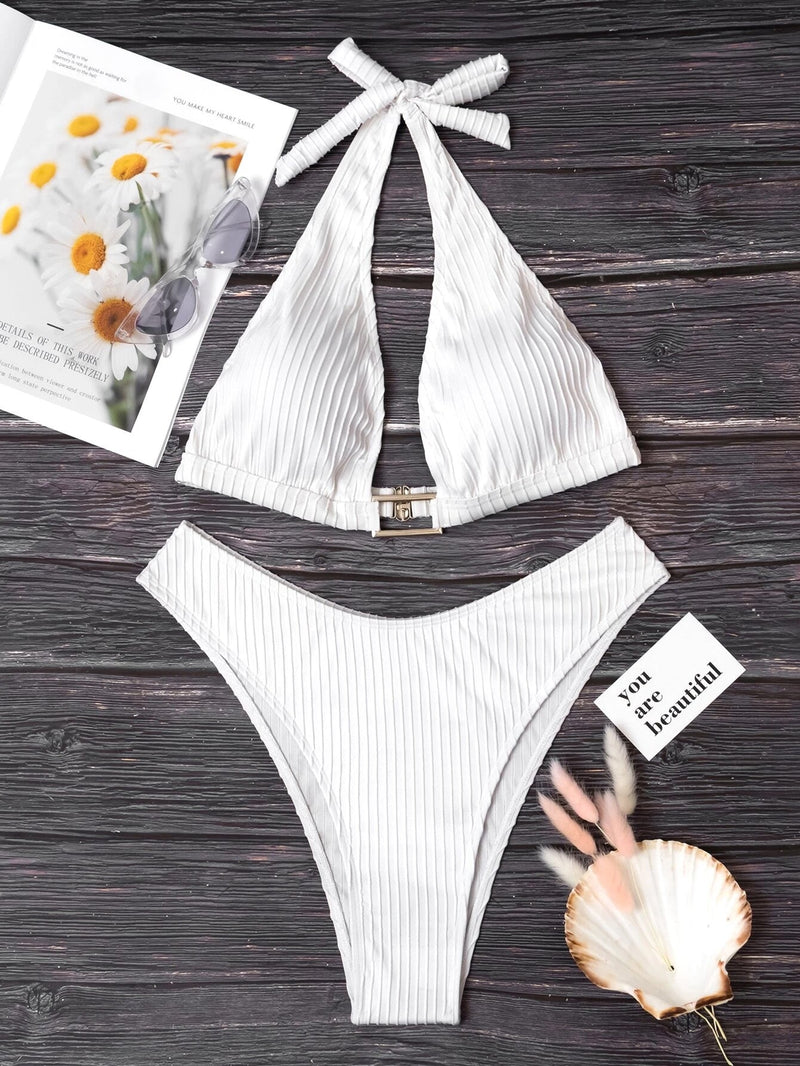 Ribbed Halter Bikini