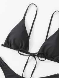 Solid Tie Front Triangle High Cut Bikini