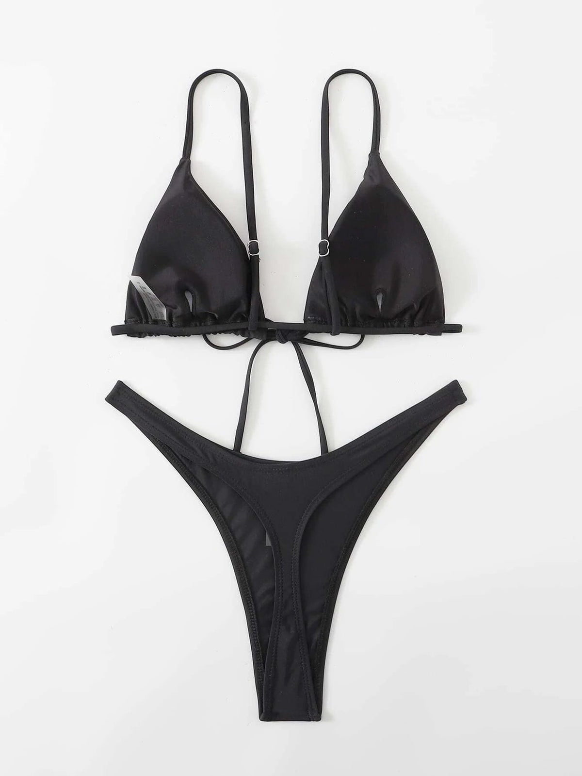 Solid Tie Front Triangle High Cut Bikini