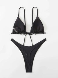 Solid Tie Front Triangle High Cut Bikini