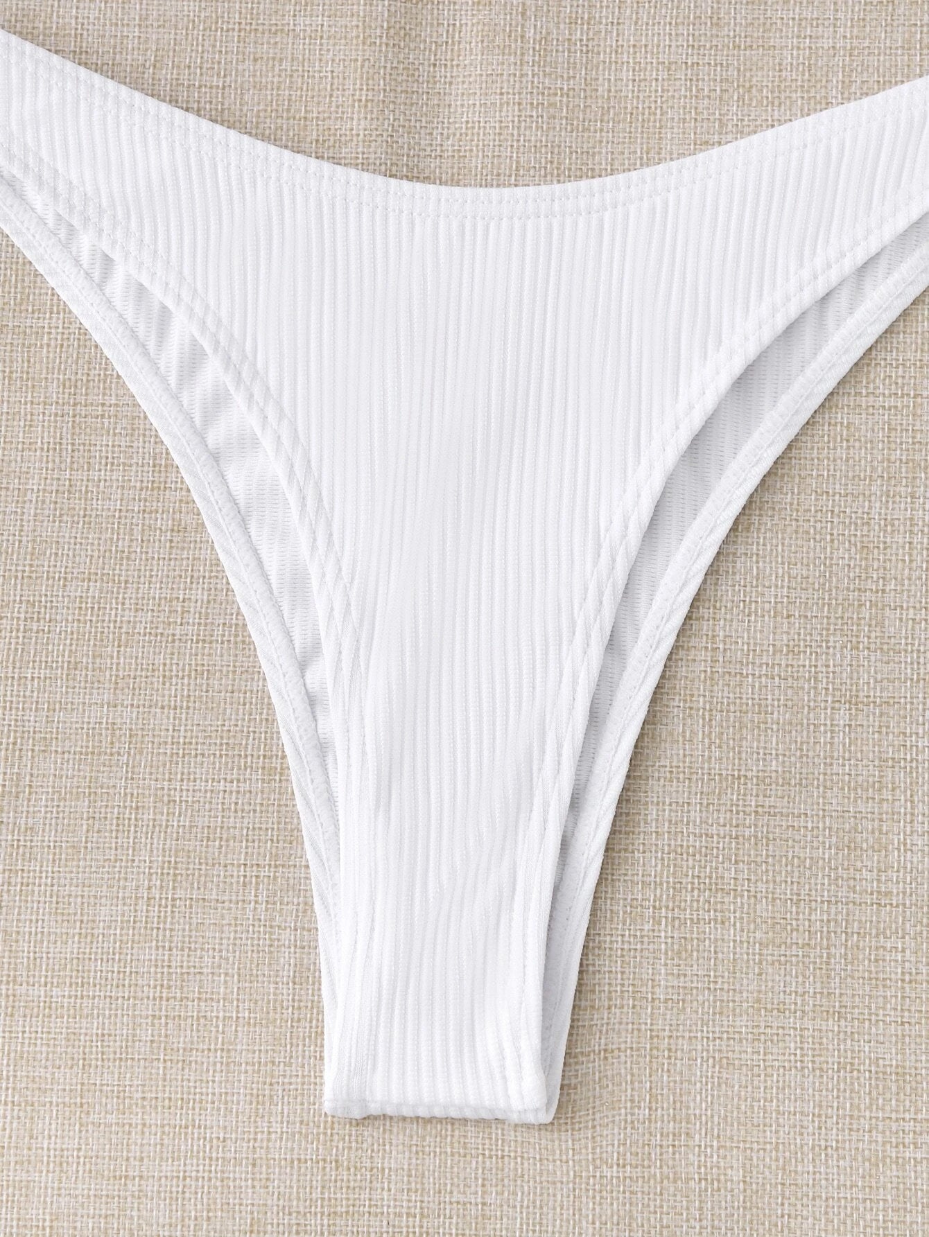 Rib Tie Front Bandeau Bikini